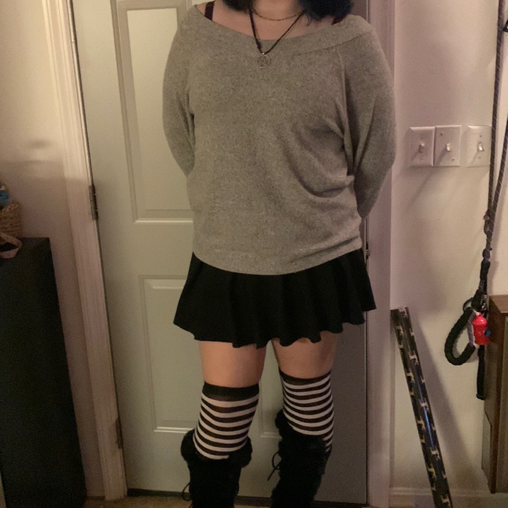 Heather gray deep v-neck sweater. Soft and cozy. In good condition.